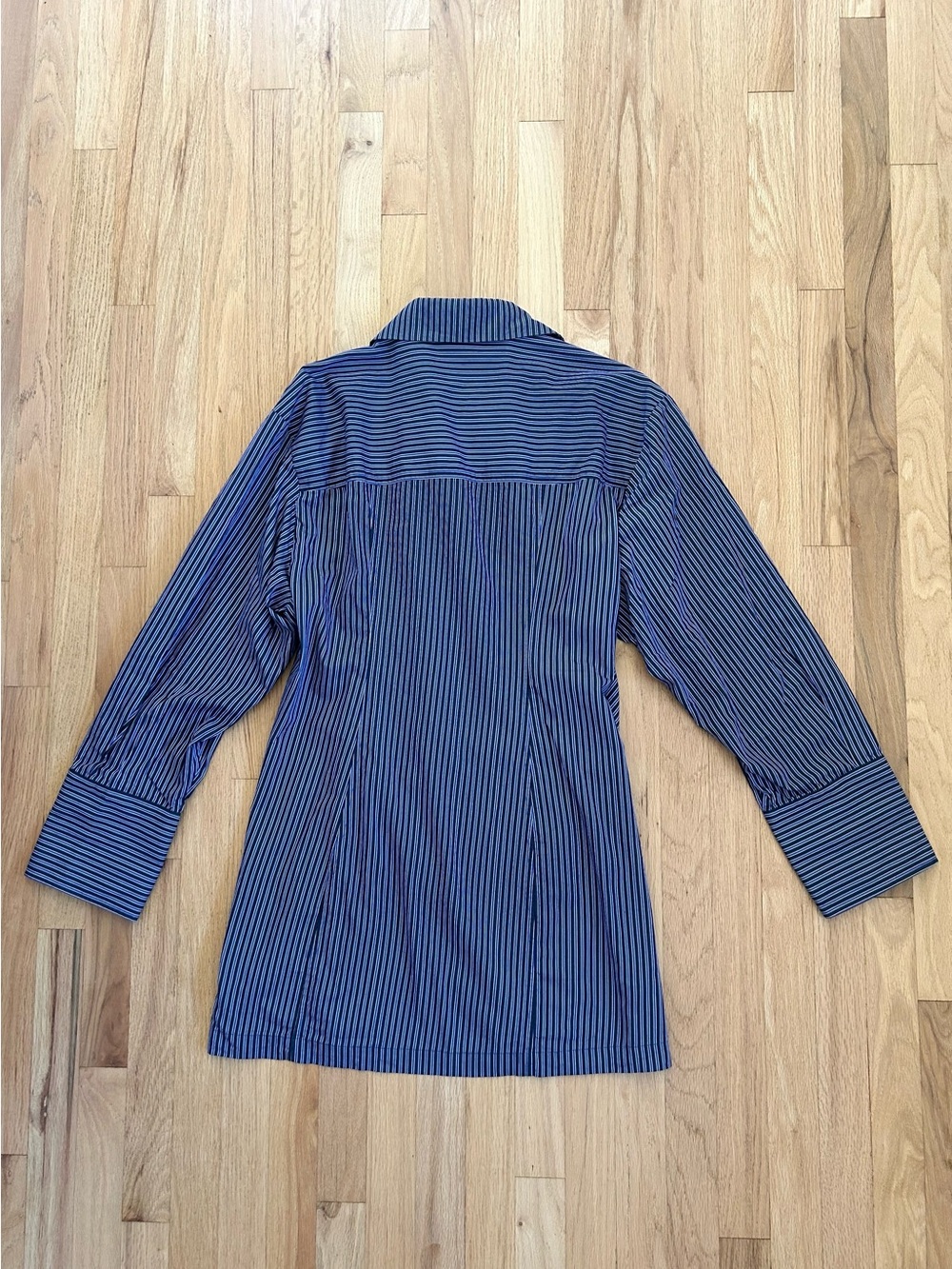 & OTHER STORIES wrap shirt mini dress asymmetric blue stripes cotton size L - Picture 13 of 13